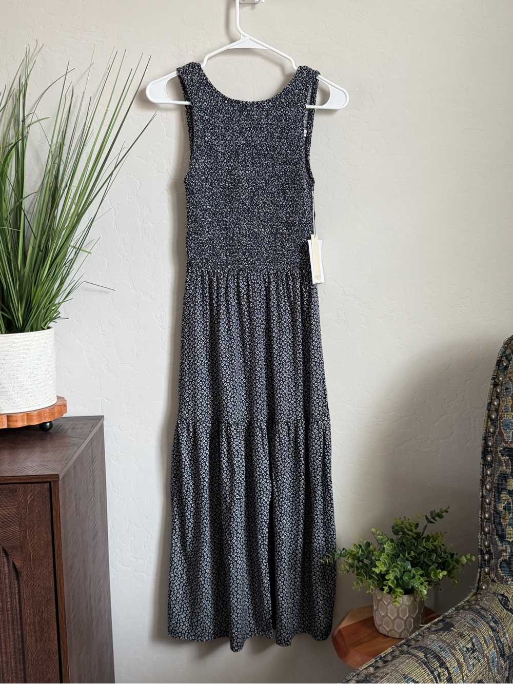 NWT Nation Los Angeles Clementine Midi Dress XS Smocked Pima Cotton Midi